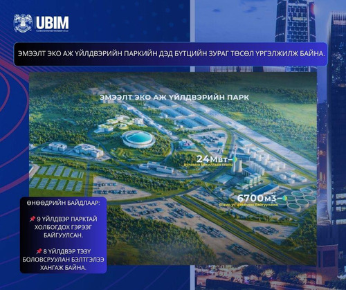 ЭМЭЭЛТ ЭКО АЖ ҮЙЛДВЭРИЙН ПАРКИЙН ДЭД БҮТЦИЙН ЗУРАГ ТӨСӨЛ ҮРГЭЛЖИЛЖ БАЙНА.